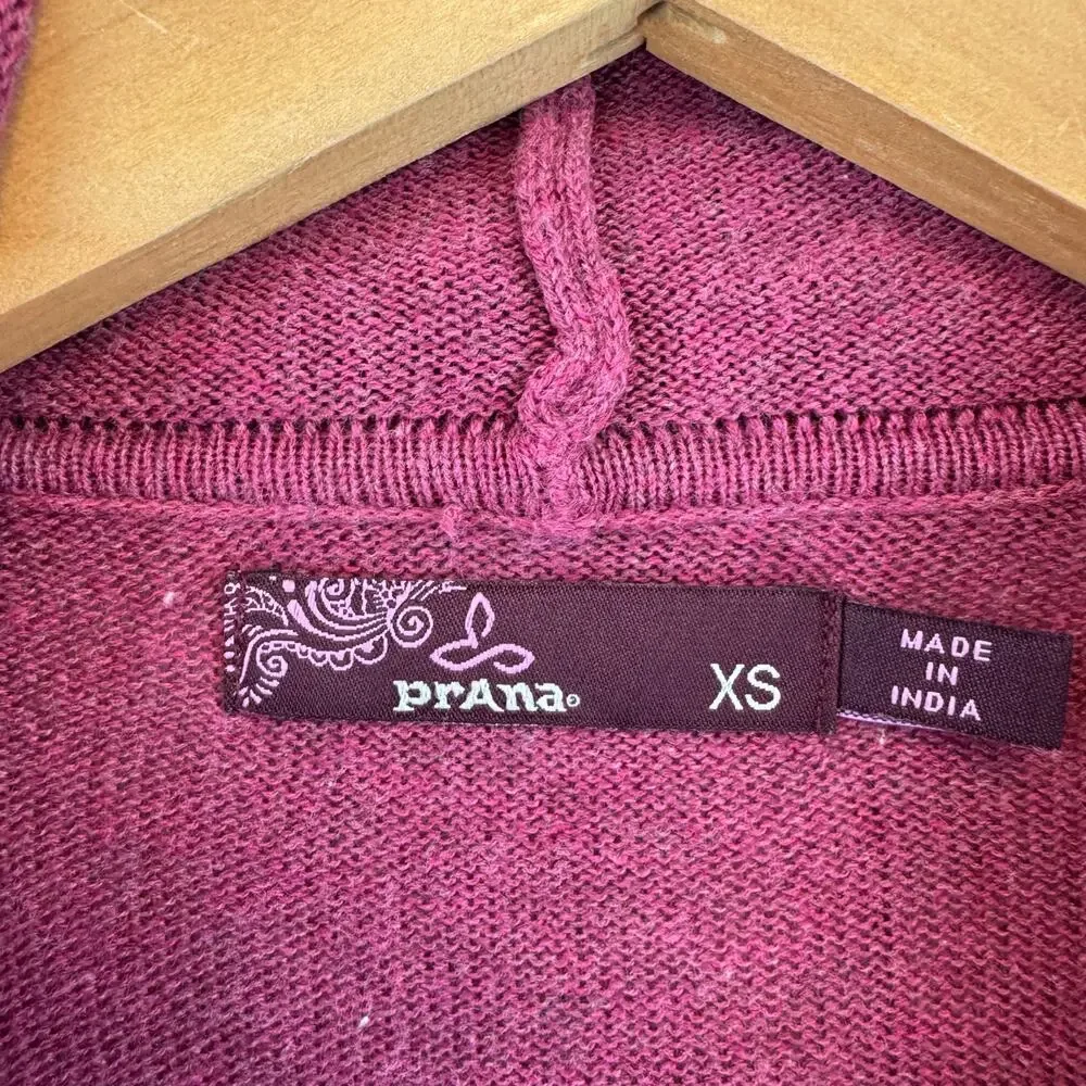 prAna Purple Georgia Wrap Cardigan Organic Cotton Relaxed Fit Open Front Size XS